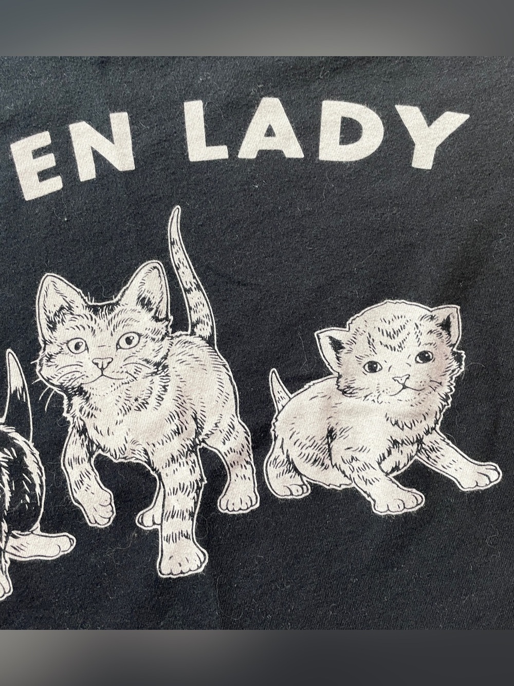 Kitten Lady Graphic Cat T-Shirt in Black, Funny Cat tee shirt cotton size medium - Picture 7 of 14